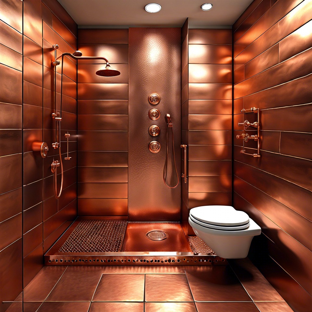 copper tile accents for a rustic touch