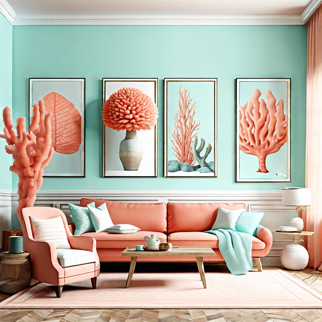 coral and pale aqua