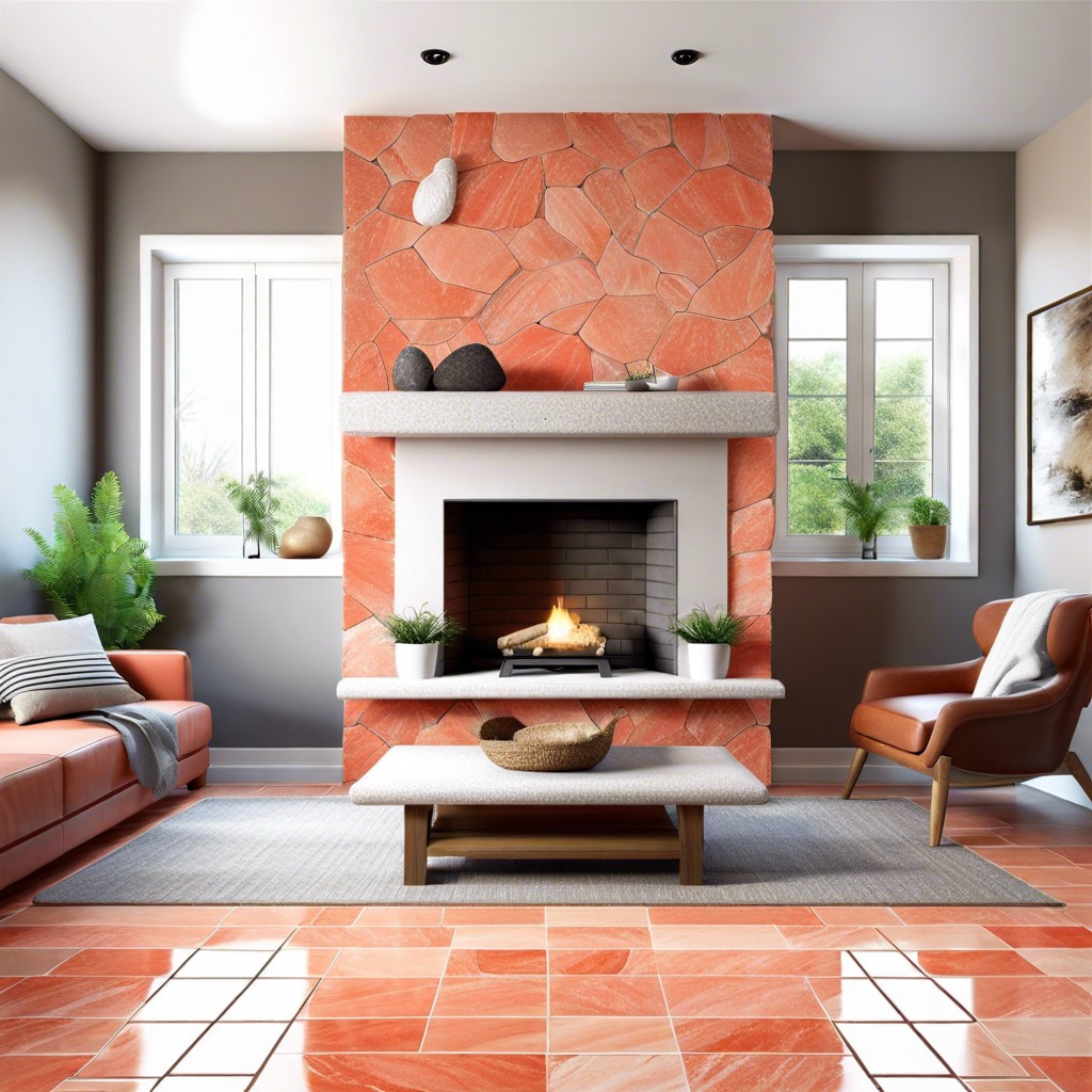 coral stone tiles for a tropical vibe