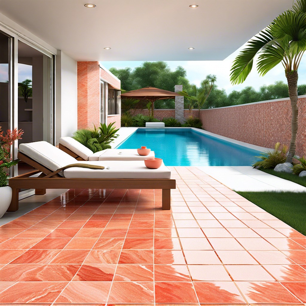 coral stone tiles for saltwater pools and a beachy feel