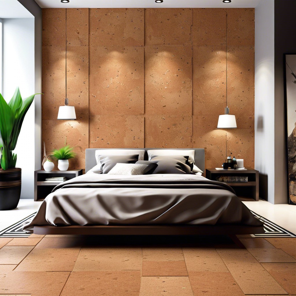 cork tiles for a natural textured wall