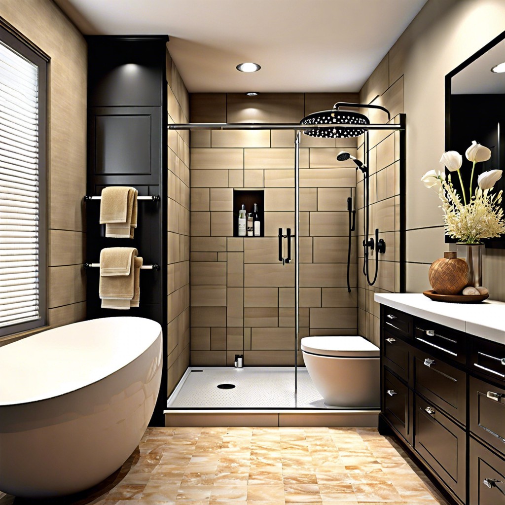 corner walk in design to save space in smaller bathrooms