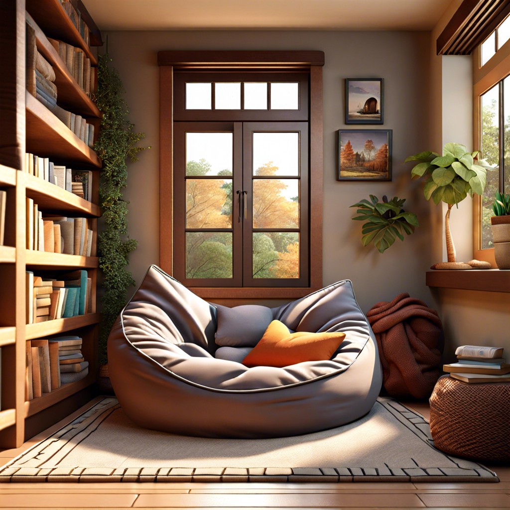 cozy reading nook with bean bags