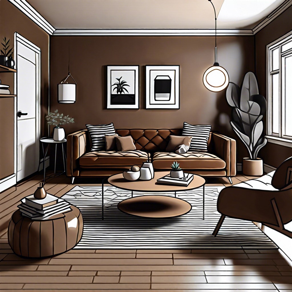 create a monochrome environment with various shades of brown