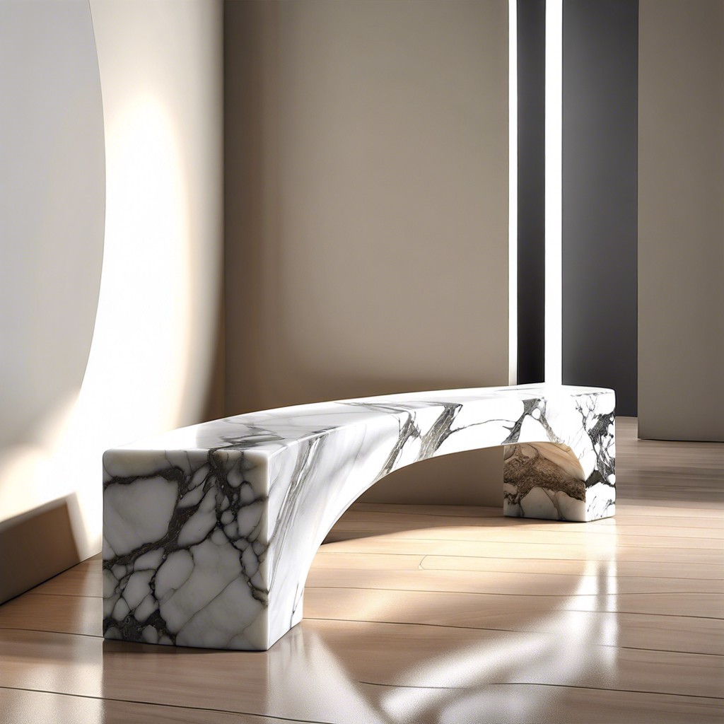 curved marble slab bench