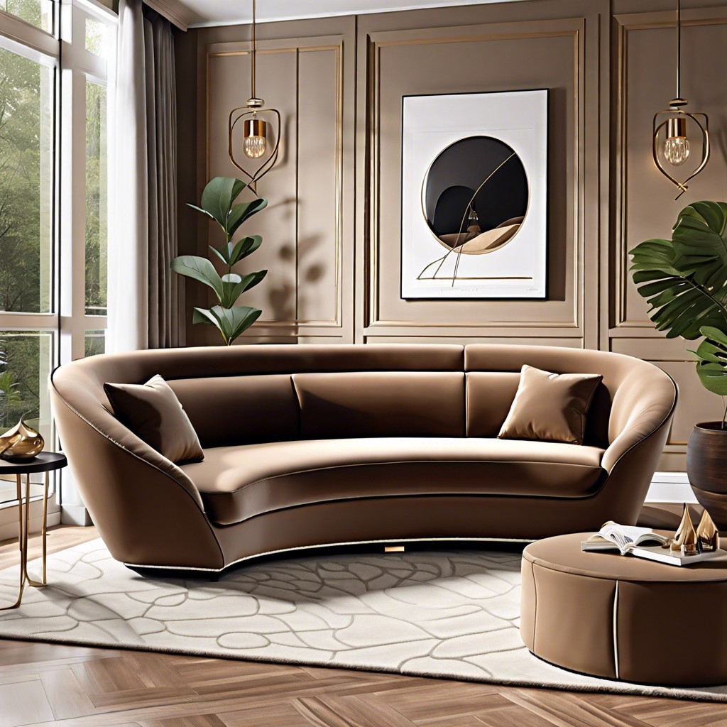 curved mocha sofa