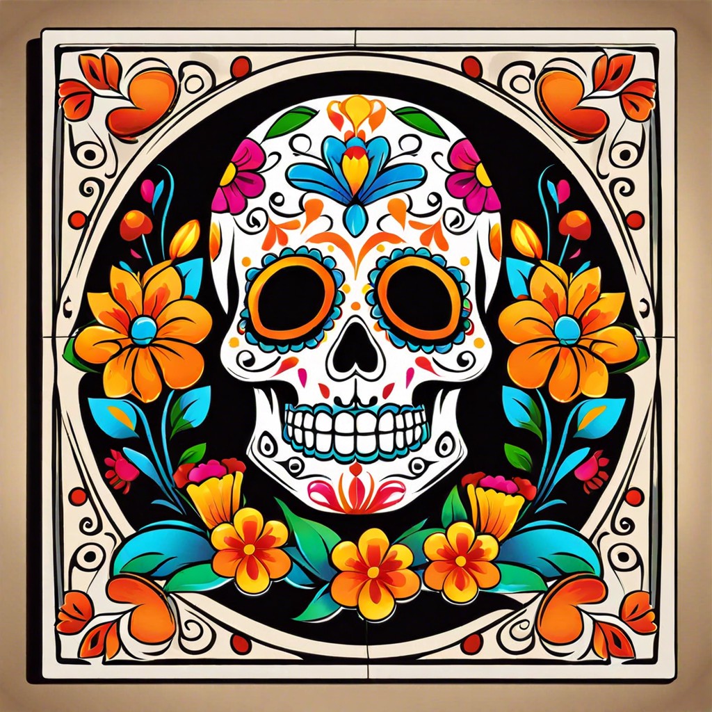 day of the dead themed tiles