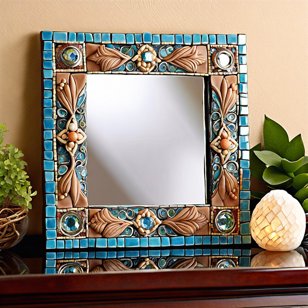 decorative mirror frames with tile mosaics