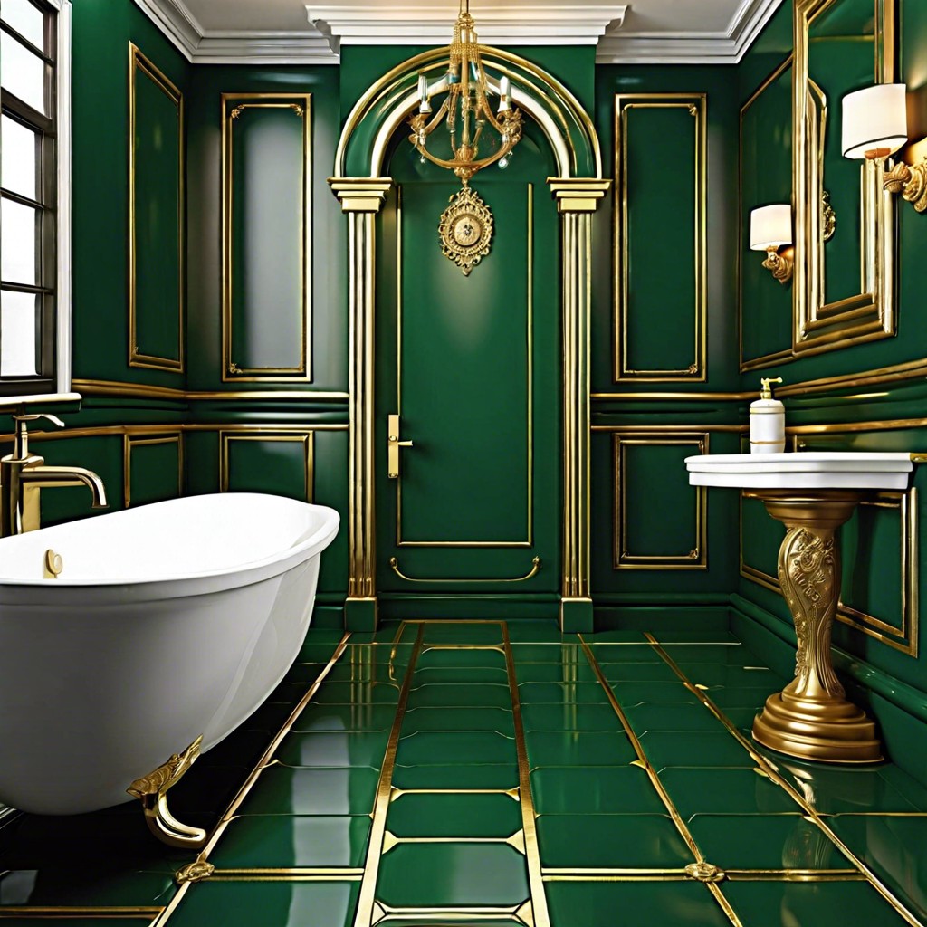 deep emerald with gold trim