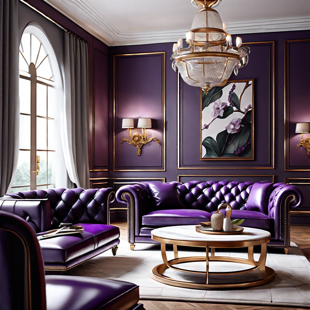 deep purple leather sofa