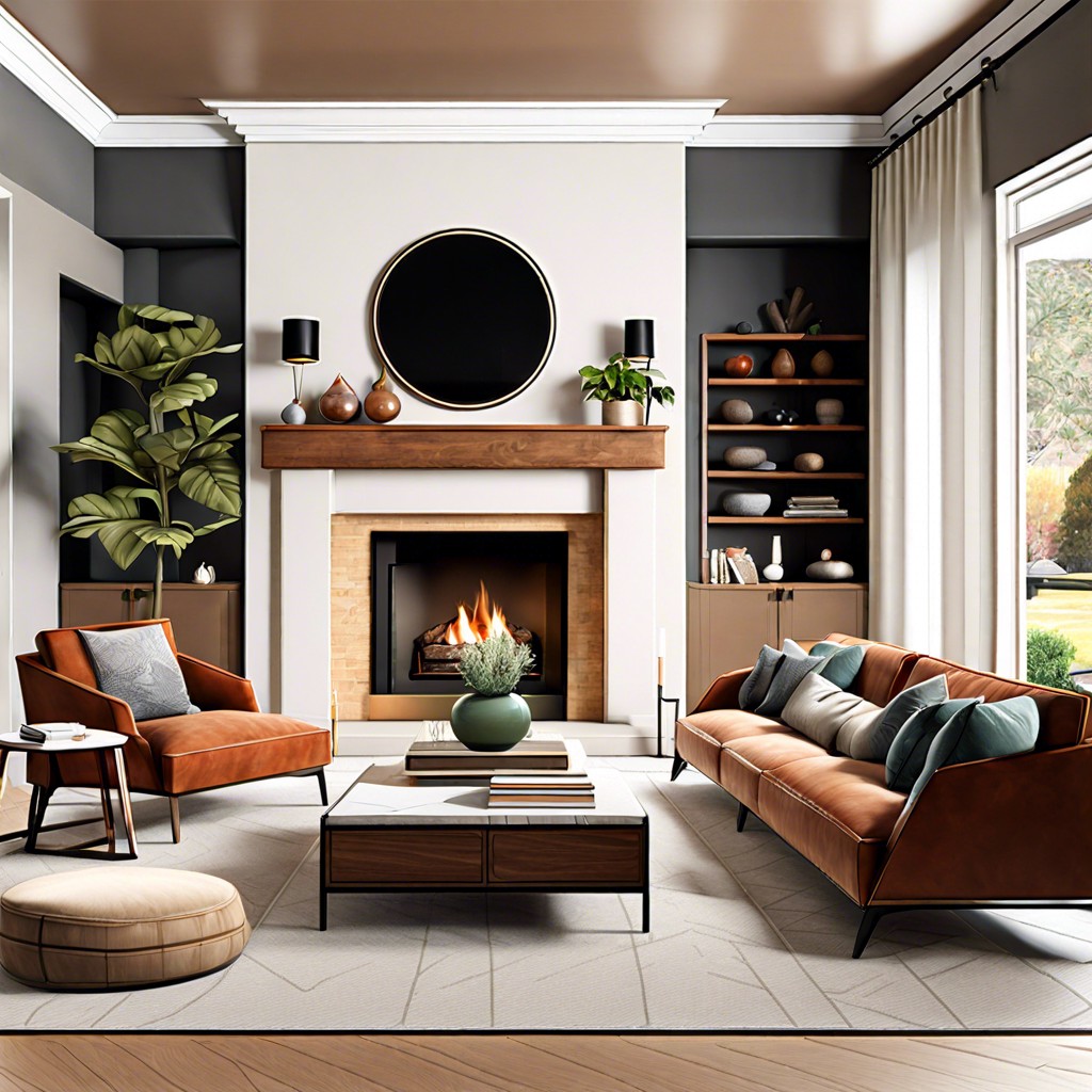 diagonal placement angle the sofas towards a central focal point like a fireplace