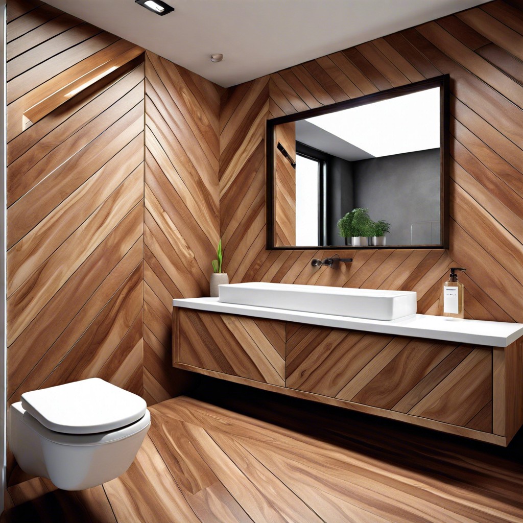 diagonal wood tile placement for spatial illusion