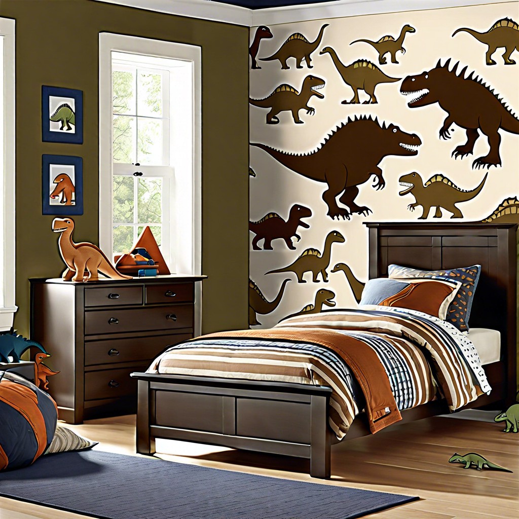 dinosaur pattern with muted earth colors