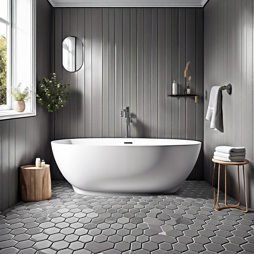 dove grey with hexagonal shapes