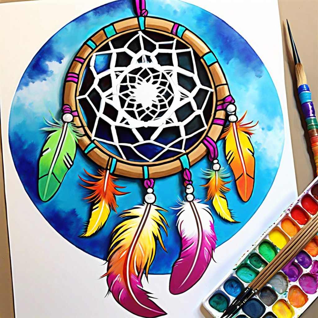 dreamcatcher with tie dye feathers