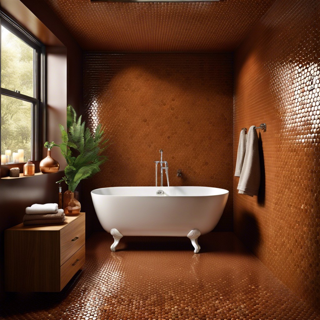 earth toned penny tiles for a warm natural look