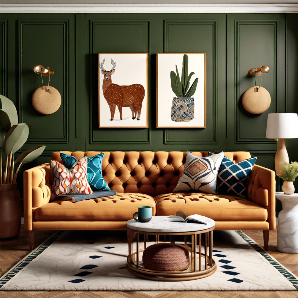 eclectic mix with patterned cushions