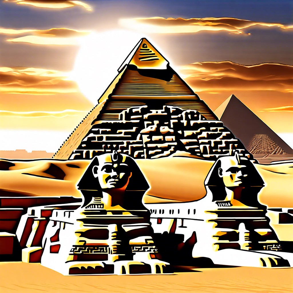 egyptian pyramids with sphinx