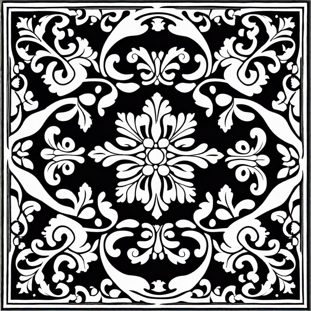 elegant black and white damask