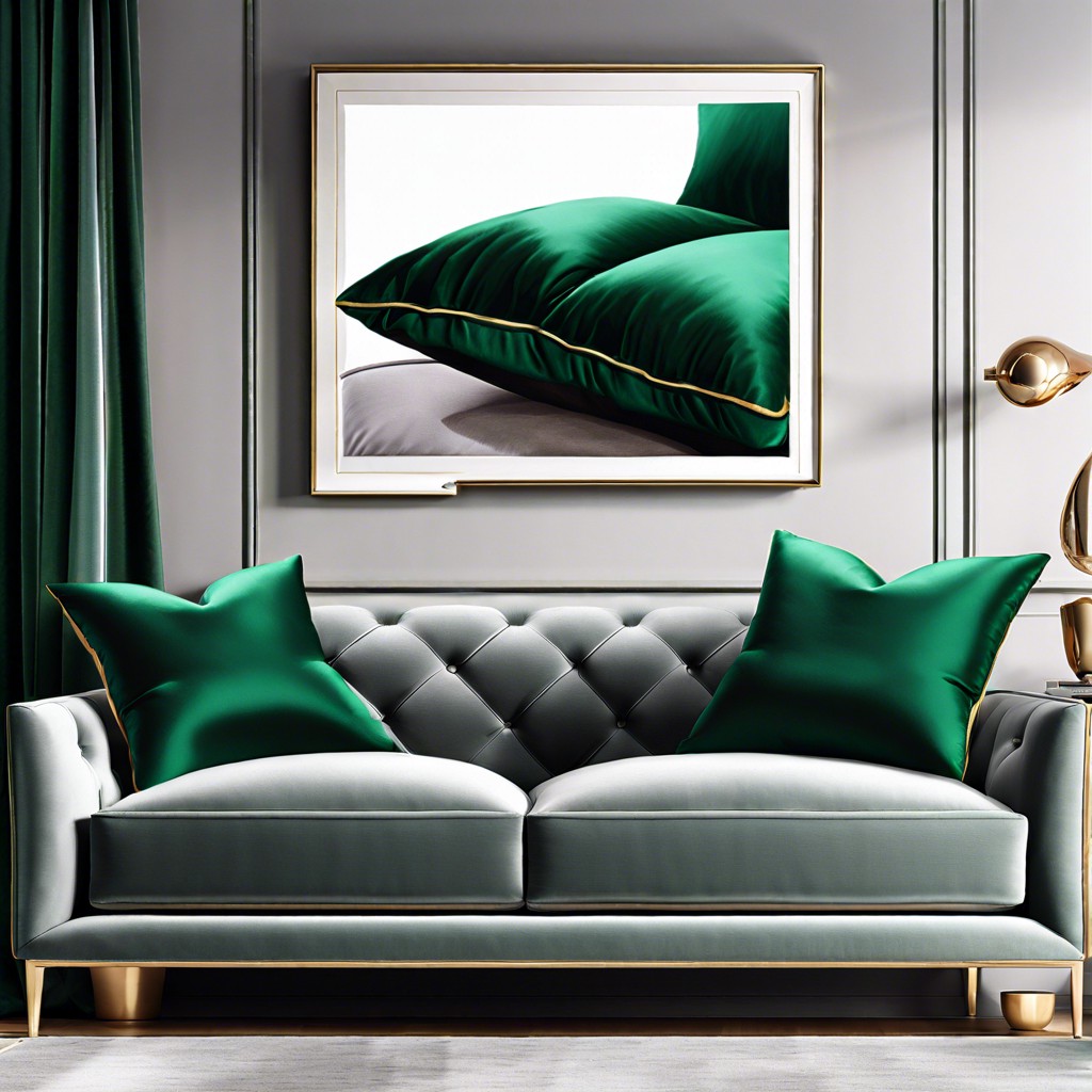 emerald green silk cushions to add luxury