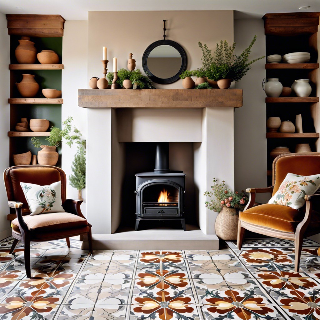 encaustic cement tiles with floral motifs