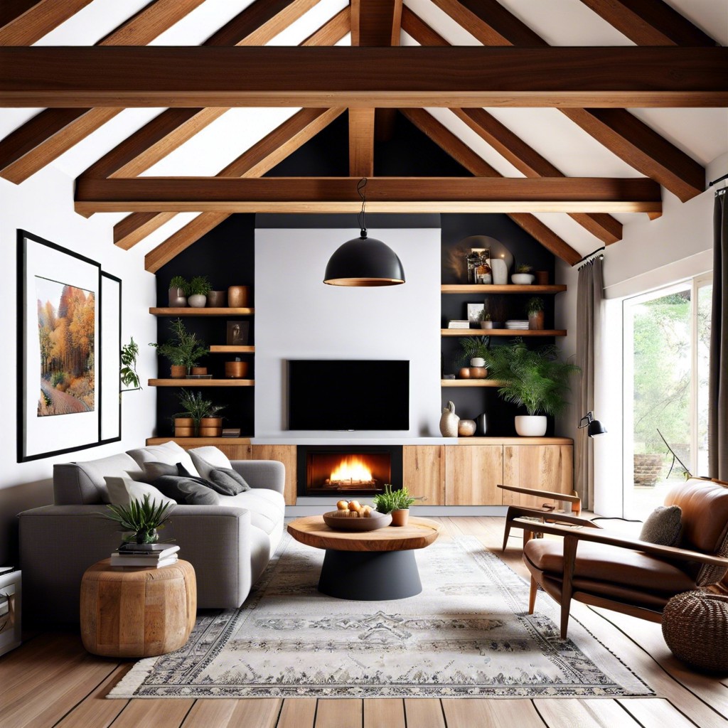 exposed wooden ceiling beams