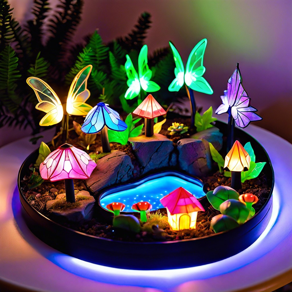 fairy garden with glowing lights