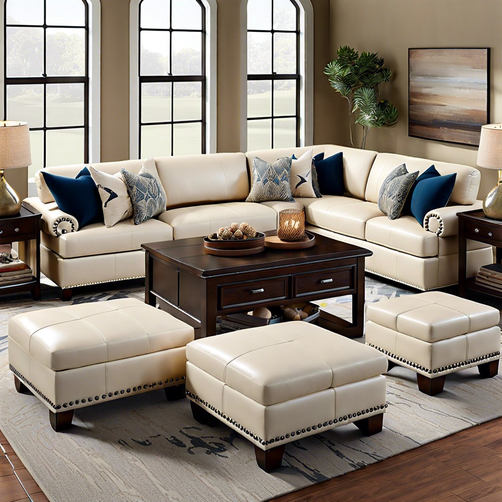 family friendly durable fabrics storage ottomans and plush area rugs