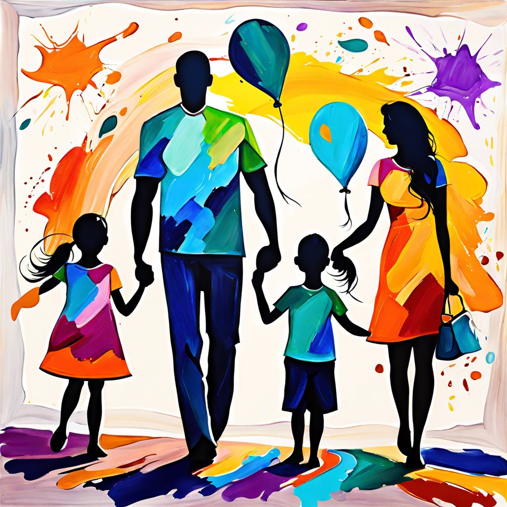 family portrait abstract family painting with vibrant colors