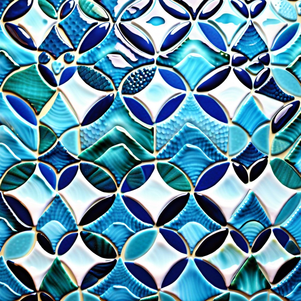 fish scale ceramic tiles in aquatic blues