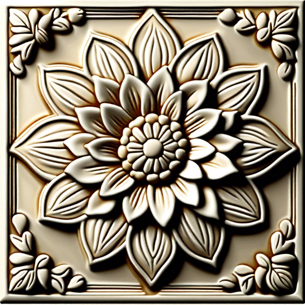 floral embossed ceramic tiles