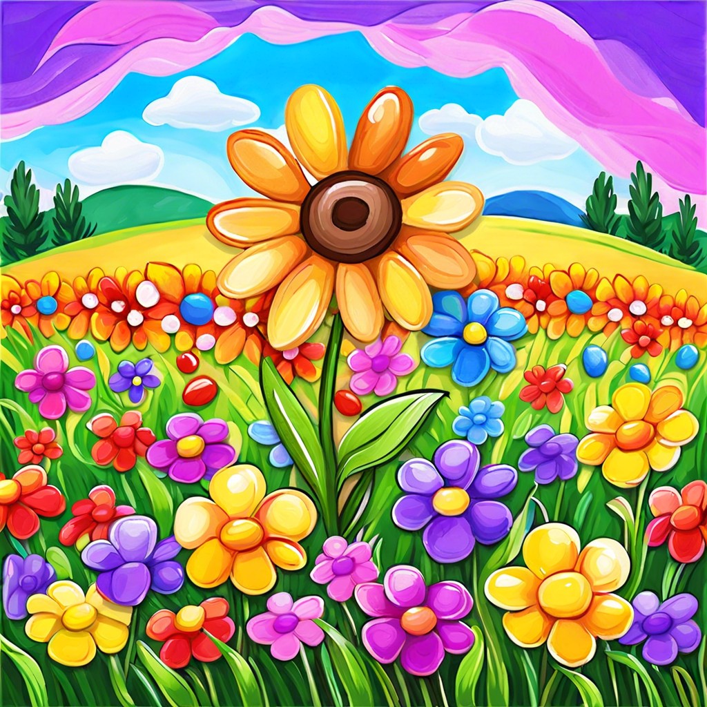 flower field finger painting