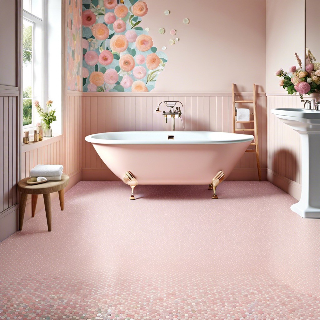 flower power arrange penny tiles to shape floral patterns in soft pastel colors