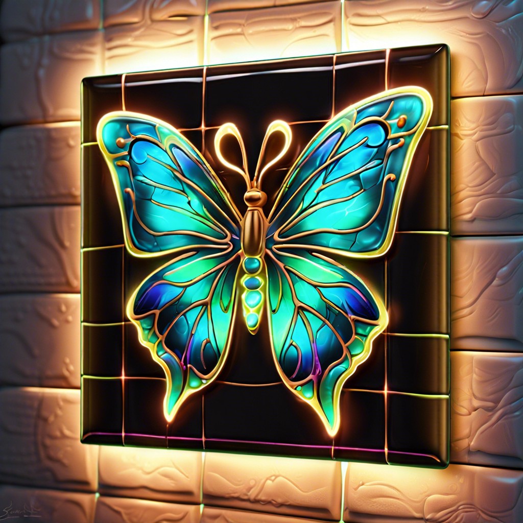 fluorescent glass tile with glow in the dark features