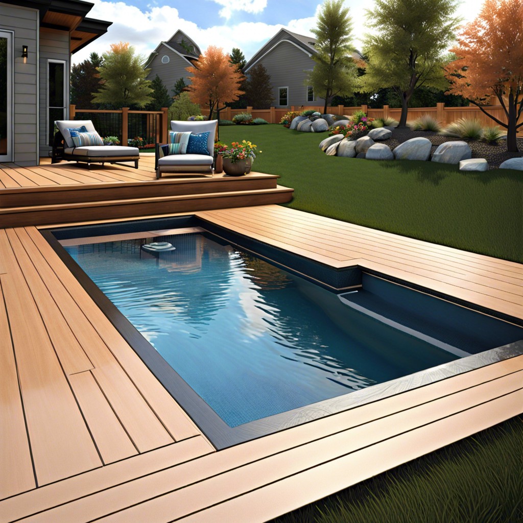 flush deck coping where the deck material extends over the pool edge