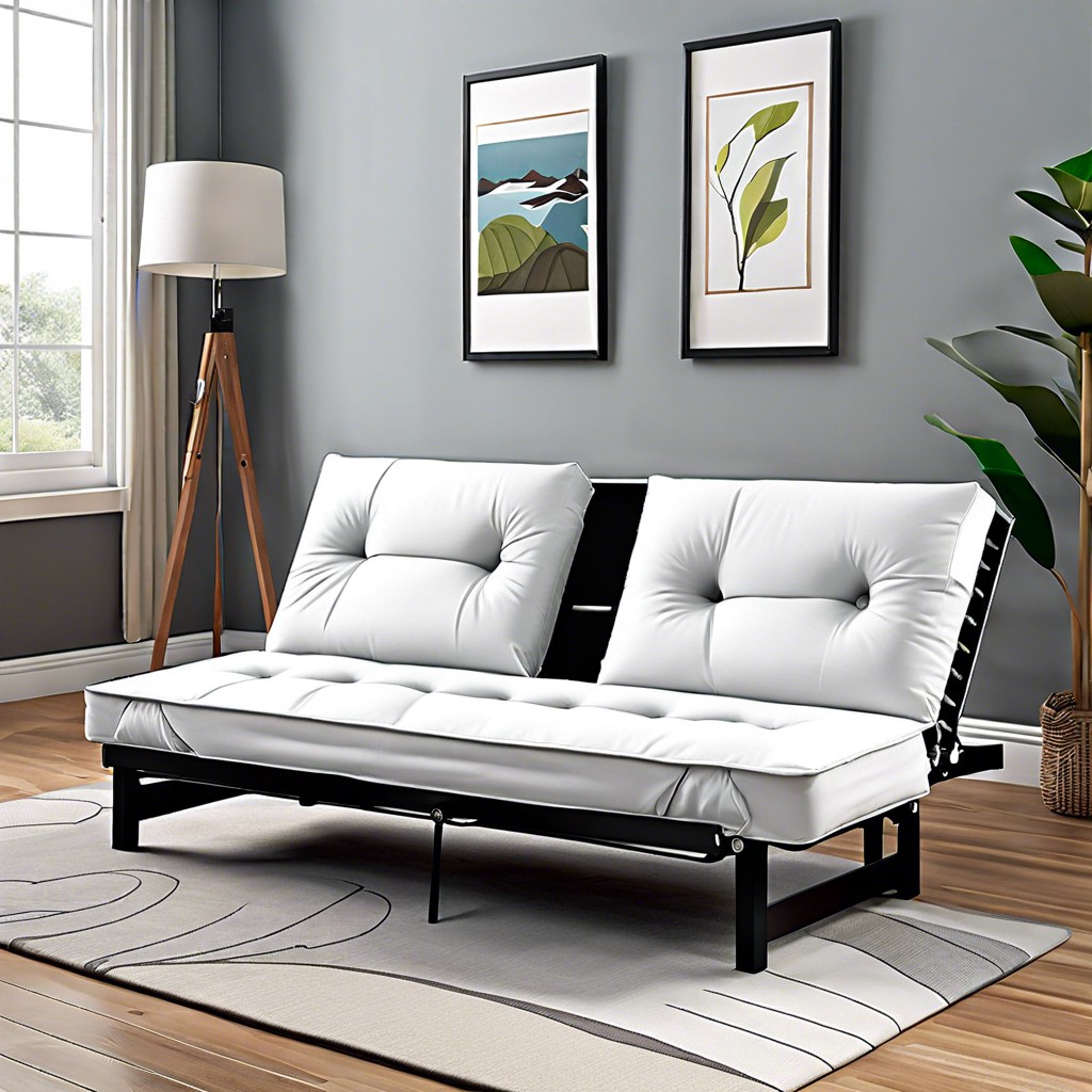fold out futon with sleek narrow frame