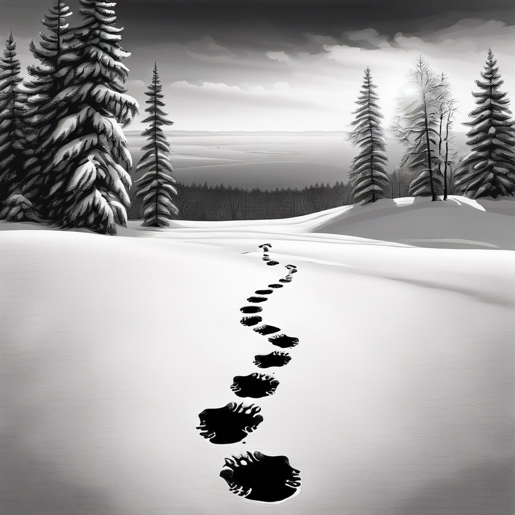 footprints in the snow