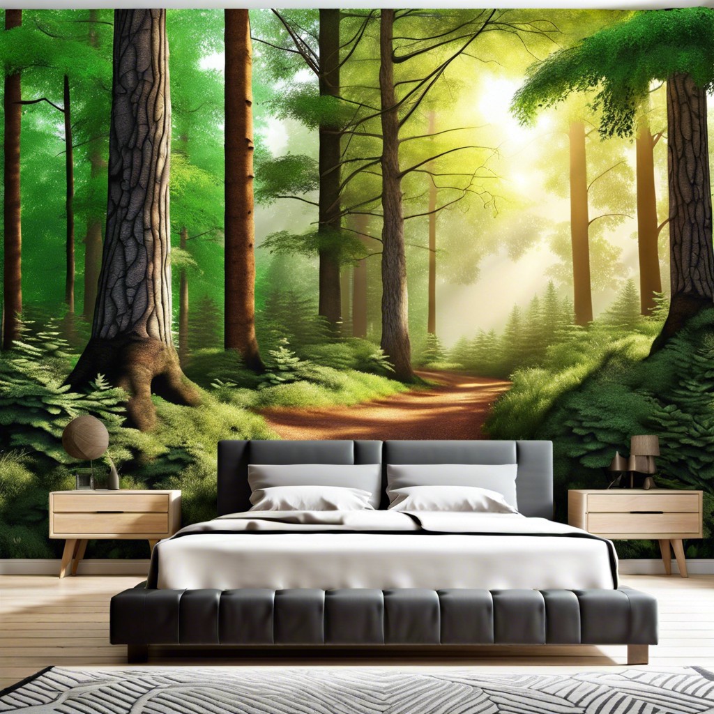 forest mural lifelike trees and woodland scenery