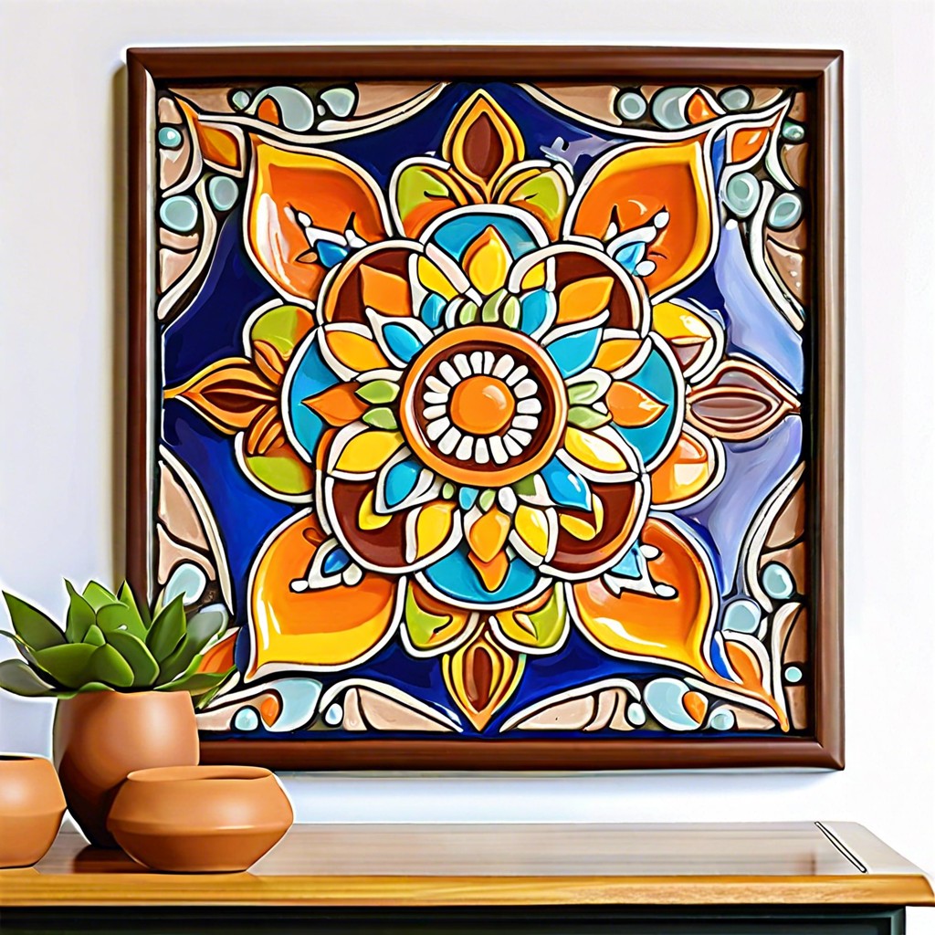 framed clay tile murals