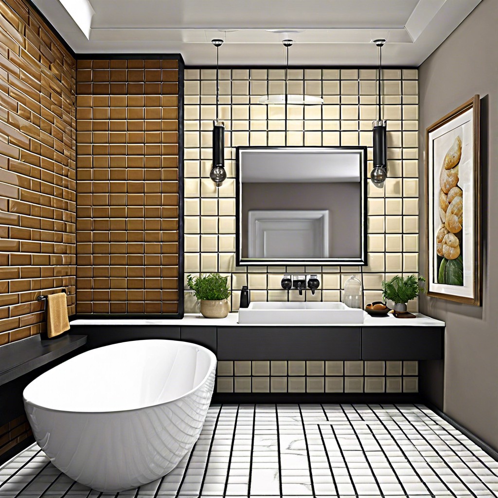 framed subway tile feature wall