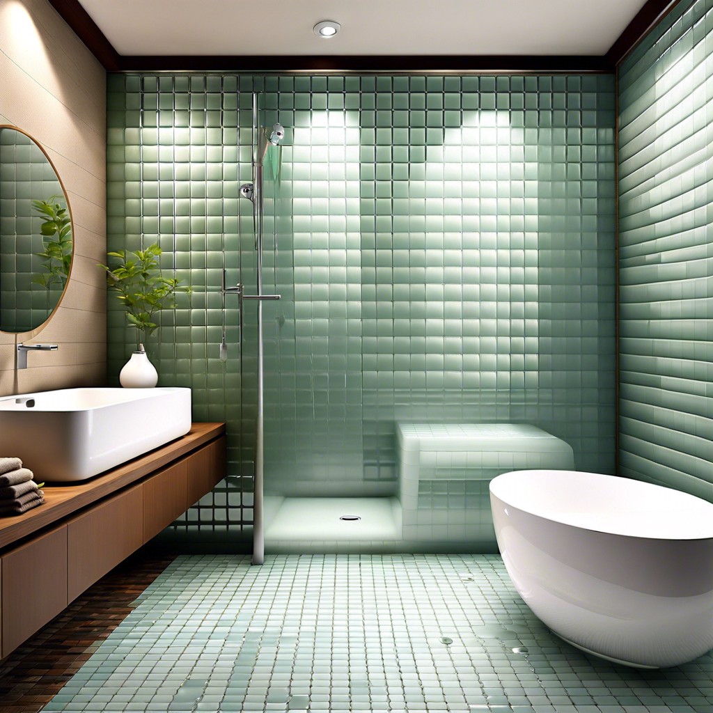 frosted glass tiles for a sleek clean look