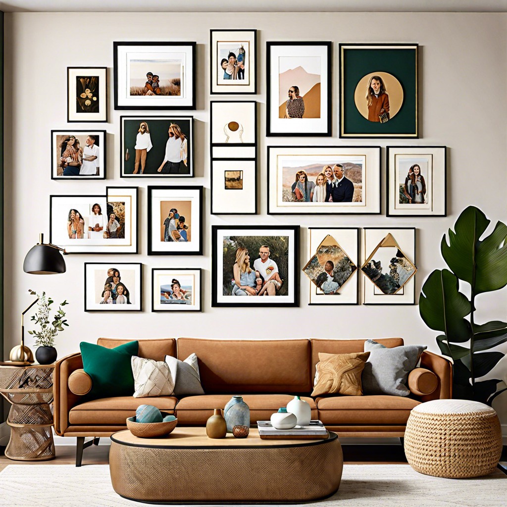 gallery wall of family photos