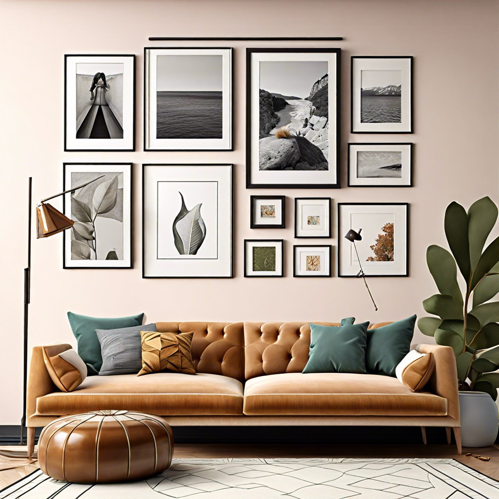 gallery wall with mixed frames