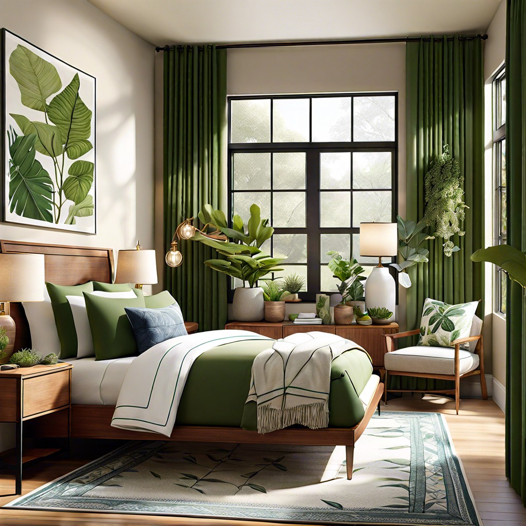 garden suite botanical prints green accents and lots of natural light
