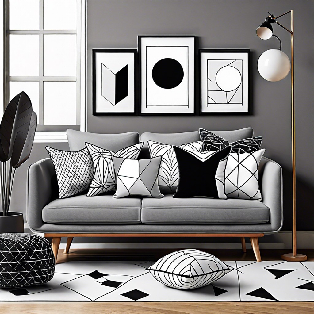 geometric black and white pillows