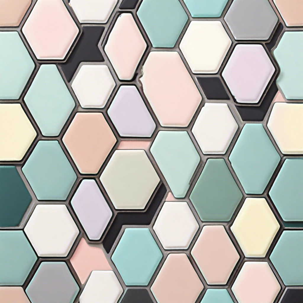 geometric hexagon tile mosaics in pastel shades