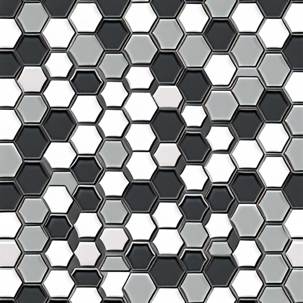 geometric hexagon tiles in a gradient of grays