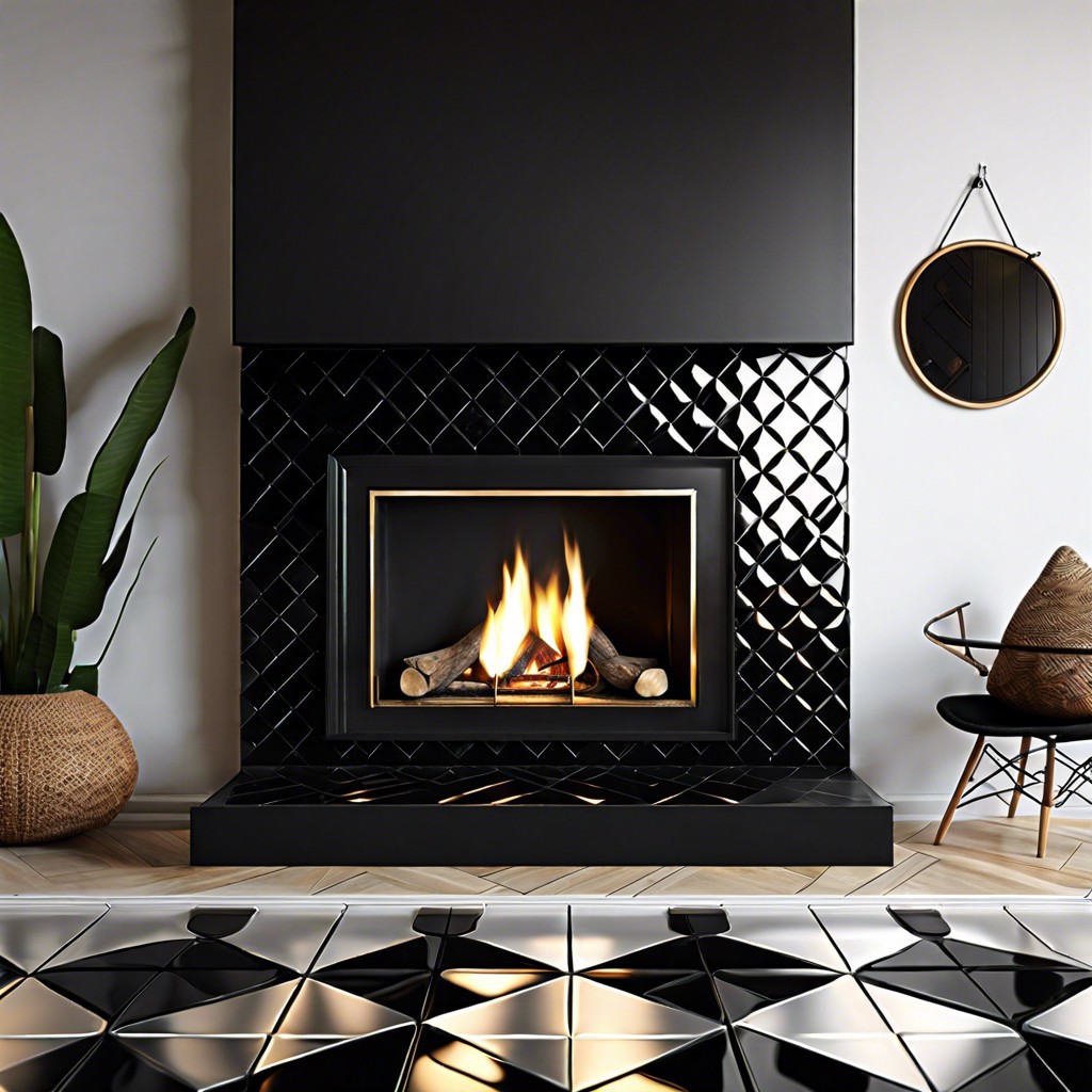 geometric patterned black tiles