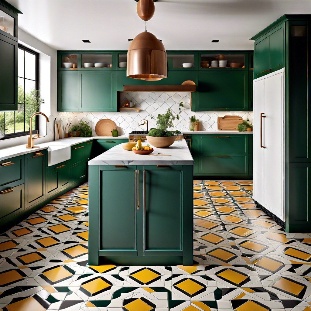 geometric patterned floor tiles