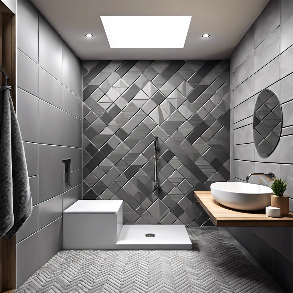 geometric patterned grey tiles